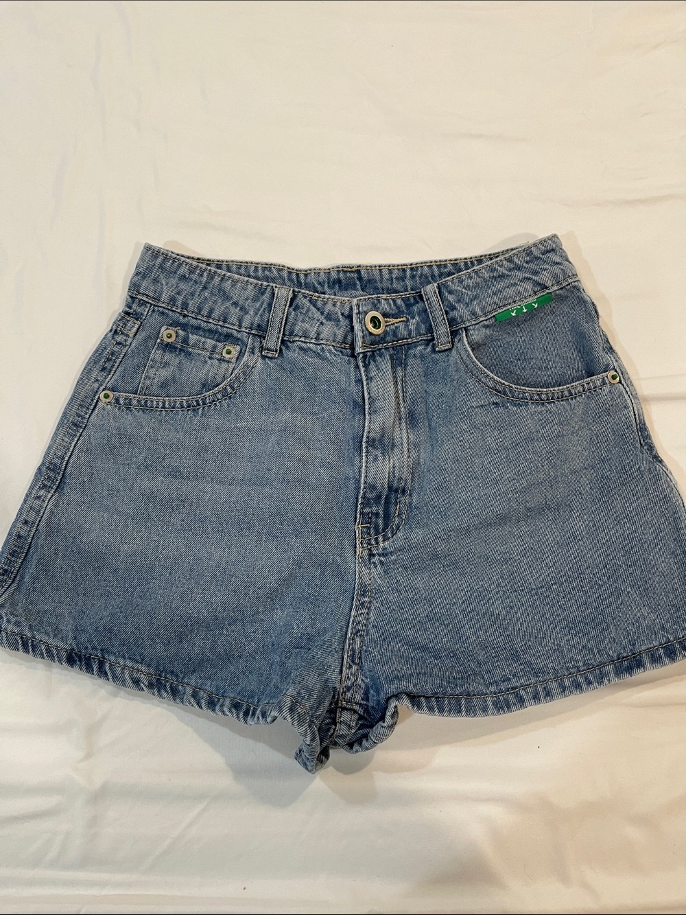 Women's High-Rise Denim Shorts in Light Blue Wash